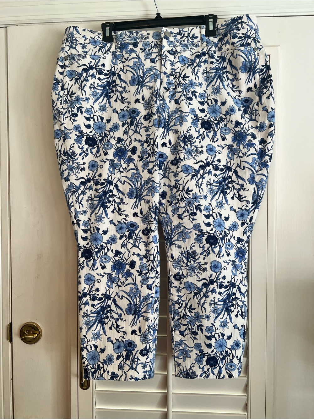 Talbots White & Blue Floral Print Jeans